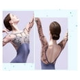 thumbnail image 6 of Embroidered Elastic Mesh Ballet Leotard Women Three-quarter Sleeve Gymnastics Bodysuit Dancewear, 6 of 8