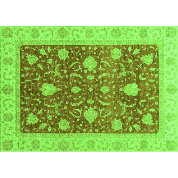 Ahgly Company Indoor Rectangle Oriental Green Traditional Area Rugs, 8' x 12'