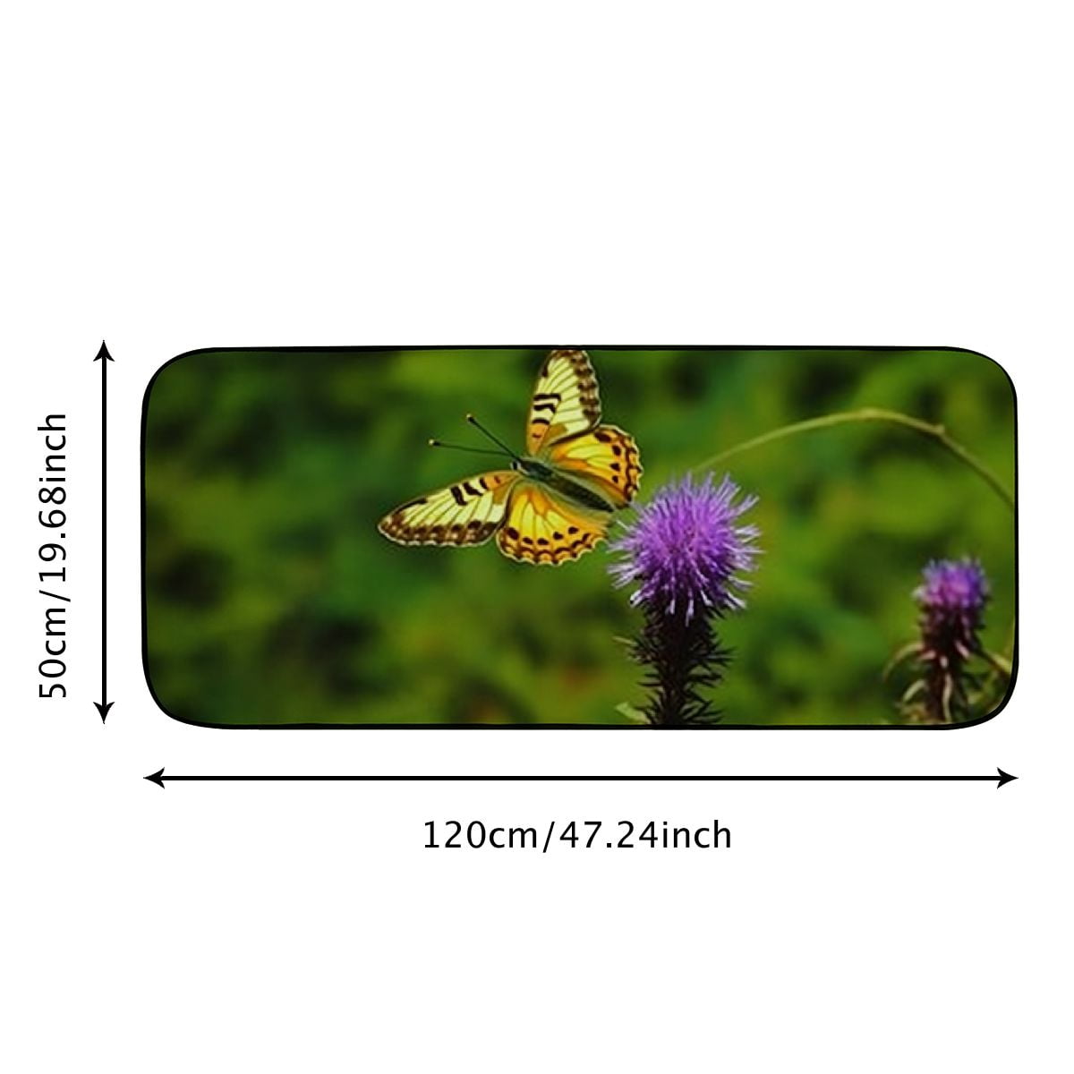 PHYHOO Decorative Door Mat, Door Mat with Non-Slip Rubber Backing, Easy Cleaning, Traps Dirt, Rug for Entry, Patio, Garage - Butterfly Nature Close Butterfly Pointed Flower 19.68*47.24 in