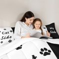 thumbnail image 4 of Homewish Couple Valentine's Day Bedding Comforter Set 7pcs, Cat Side and My Side Queen Bedding Sets, Black White Fashion Splicing Queen Sheet Sets, Ultra Soft Bedroom Decor, 4 of 7
