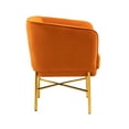 thumbnail image 5 of Velvet Accent Chair, Modern Barrel Armchair with Golden Metal Legs, Upholstered Vanity Chair for Bedroom Living Room and Dining Room, Orange, 5 of 6