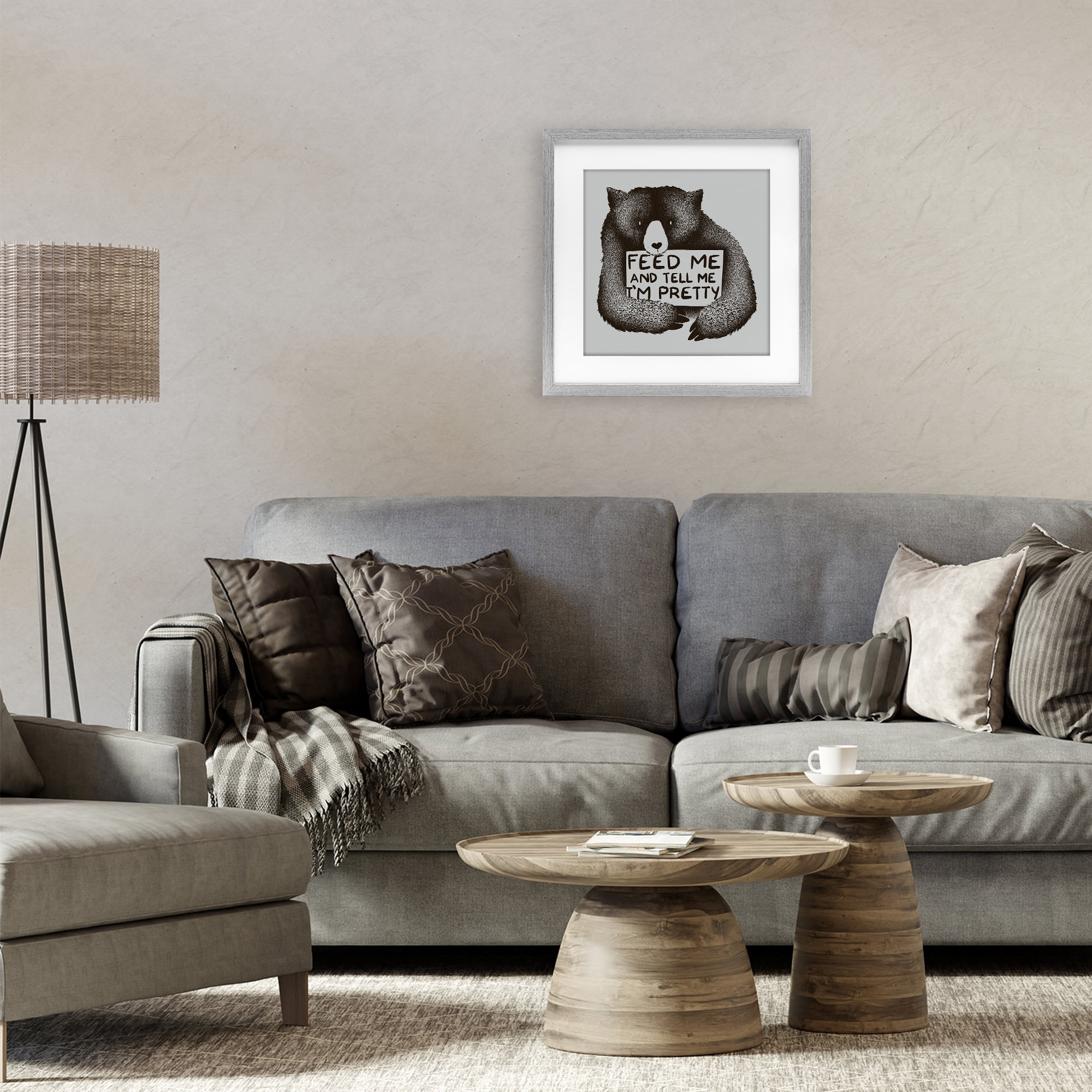 Stupell Industries Feed & Tell Me I'm Pretty Gray Framed Print Under Glass, design by Tobe Fonseca