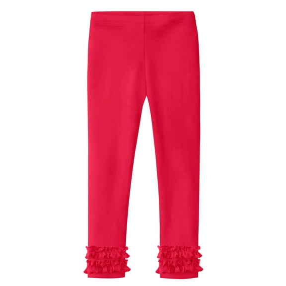 Made in USA Girls Ruffle Leggings | Candy Apple