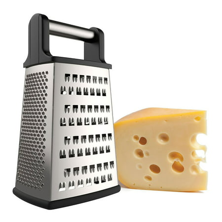 iCooker Cheese Grater [Stainless Steel] 4 Sided Box Grater - Zester for Vegetables, Fruits, Ginger,