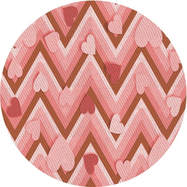 Ahgly Company Tapis Rond Lavable en Machine Intérieur Transitionnel Rose Pastel, 7 Pieds Rond