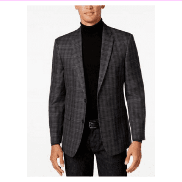 Hilfiger Men S Slim Fit Gray Black, What Size Is 38r In Men S Coat