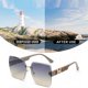 thumbnail image 4 of Gafas de sol cuadradas sin marco con borde recortado, gafas de sol de moda personalizadas con marco grande, hechas de PC, 4 of 5