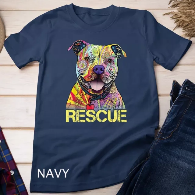 ALVORD Chien de Secours Pitbull Coloré Adopte don't Shop T-Shirt Unisexe P-5TG