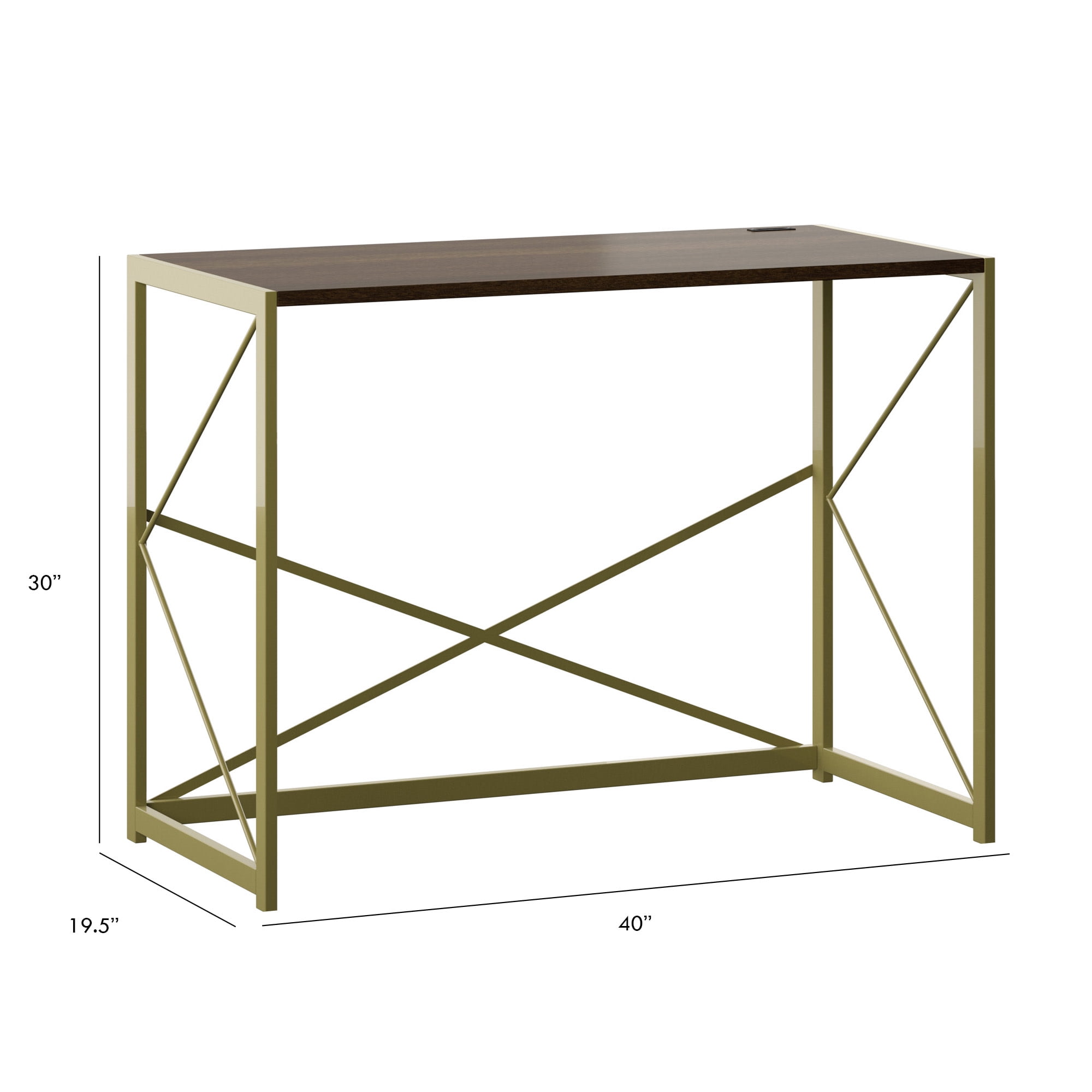 Twin Star Home Writing Desk with USB Charging Ports