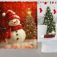 thumbnail image 6 of Christmas Snowman Themed Bathroom Shower Curtain 180x150cm, Waterproof Toilet Partition Decor with Multiple Festive Patterns, Holiday Bathroom Set for Home Decoration, 6 of 6