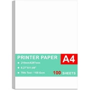 Printer Paper - 100 Sheets, A4 Premium Bright White Paper, 28lb Bond / 70lb Text (105 gsm) – Great for Copy, Printing, Writing, 8.27" x 11.69" (210 297 mm)