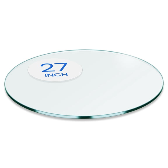 Dulles Glass 27" Round Table Top 1/4" Thick, Flat Polished Tempered Glass for Indoor Dining or Outdoor Patio, 12 Pounds
