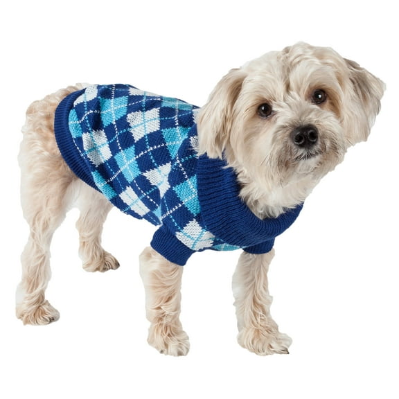Pet Life LLC SW1BKMD Argyle Style Ribbed Fashion Pet Sweater