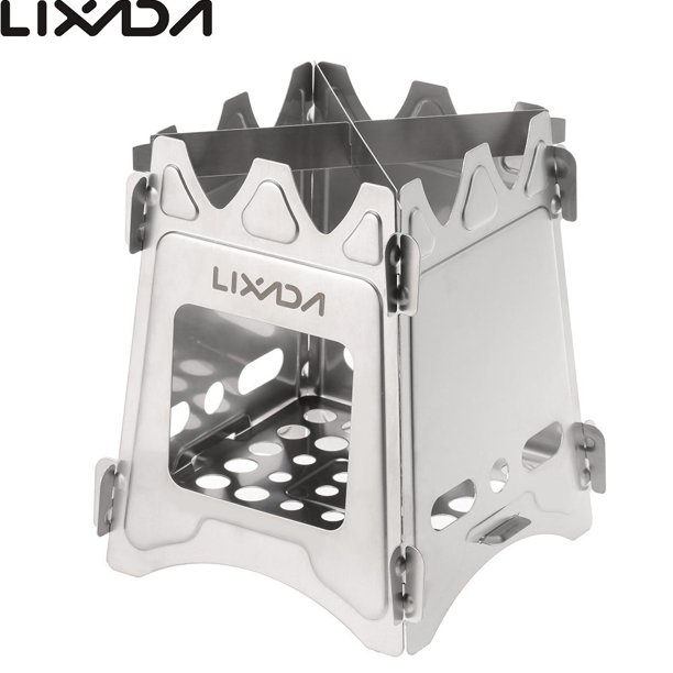 Lixada Portable Folding Wood Stove Backpacking Steel Lightweight Wood