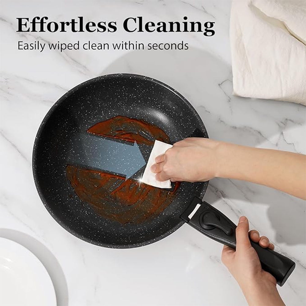 15Pcs Pots and Pans Set Nonstick Cookware Set with Removable Handles, Oven Safe, Induction Compatible - Black