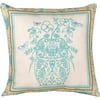 18" Blue Butterfly Vase Printed Indoor/ Outdoor Square Decorative Pillow