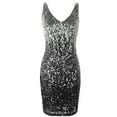 thumbnail image 4 of PrettyGuide Women's Sequin Cocktail Dress V Neck Bodycon Glitter Party Dress, 4 of 8