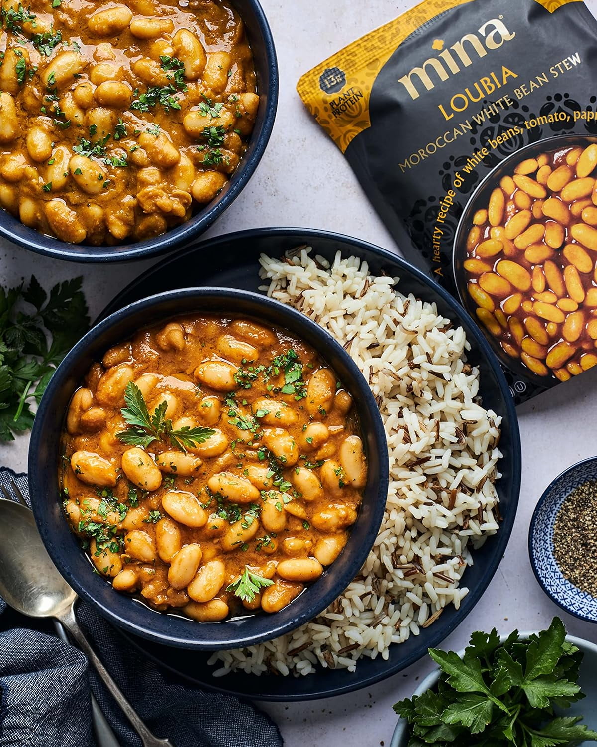 Mina Moroccan Lentils, Chickpeas, White Beans & Harira - Variety pack of 8 (10 oz), Lentils Ready to Eat, Gluten-Free Microwave Meals