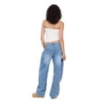 thumbnail image 3 of Forever 21 Women's Blue Barrel-Leg Cargo Jeans, Wide Barrel Silhouette for Everyday Casual Wear, Size 12, 3 of 6