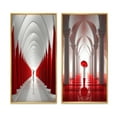 thumbnail image 2 of Designart "Path to Dreams Red and White" Abstract Landscape Framed Wall Art Set Of 2 - Modern Red Frame Gallery Set For Office Decor, 2 of 6