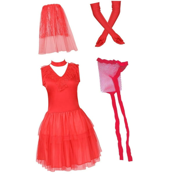 Disfraz de novia para mujer, vestido de novia rojo para fiestas temáticas, festivales M