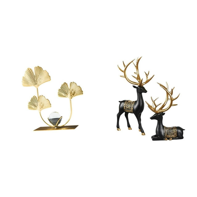 Estatua de figura,Estatuas de hojas y flores de metal,esculturas decorativas,Figuras decorativas para el hogar,para estante,mesa o vitrina.,Estatua de ciervo esculpido,Escultura de ciervo para