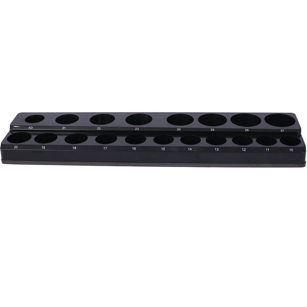 3 Piece Magnetic Socket Organizer Set, 1/2", 1/4" and 3/8" Socket Holder Kit, Attaches to Steel Box / Tool