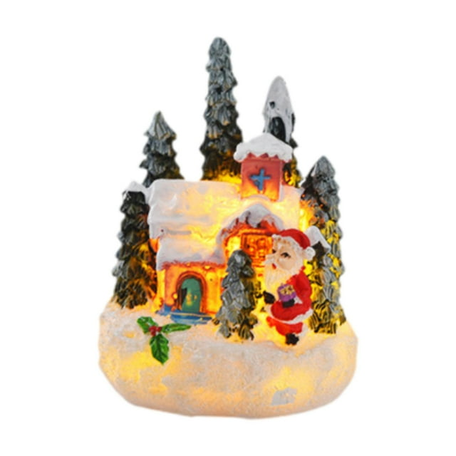 Adorno de escritorio Macarena casa luminosa navideña figura de Papá Noel miniatura