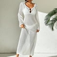 thumbnail image 3 of Efsteb Women's Beach Crochet Maxi Dress Summer Knit Hollow Out Long Sleeve Cover Ups Mesh Bathing Suit Vacation Swimwear (White,M), 3 of 7