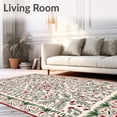 thumbnail image 2 of ODIKA 3'x5' Machine Washable Non-Slip Area Rug, Winter Branches with Crimson Berries and Pine Sprigs Design High Traffic Rug, Beige, 731886, 2 of 7