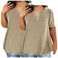 thumbnail image 1 of Plebaso 2 Pack Hauts Grande Taille pour Femmes Col en V Manches Courtes Tee Tops Blouses Décontractées Confortables pour Femmes, 1 of 5