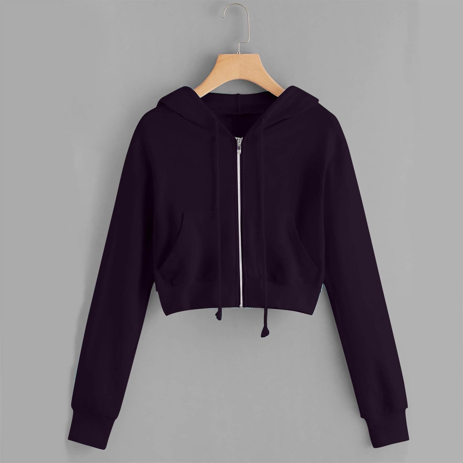 トップス KISHIDAMIKI cropped sweat zip top black Amazon.com: Women Casual Cropped Zip Up Hoodie Cute Crop Top