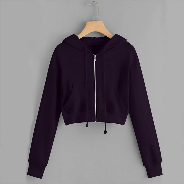 トップス KISHIDAMIKI cropped sweat zip top black Women's Cropped Hoodies Black Zip Up Cropped Jacket