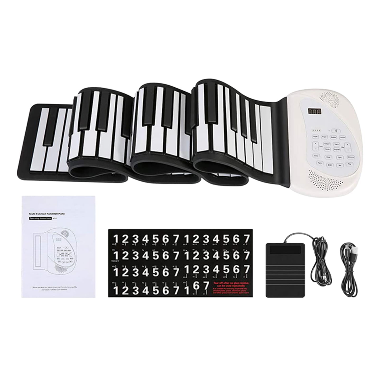 88 Keys Lujex 88 Keys Roll Up Piano Portable Rechargeable Electronic Hand Roll Piano with Environmental Silicone Keyboard and Horn for Kids Adults
