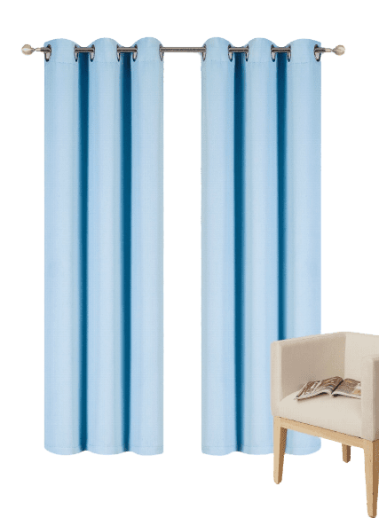 2 panels K68 light blue color 100 % blackout thermal light blocking drapes for sliding patio window curtain top grommets noise reducing 37" wide X 63" length each panel