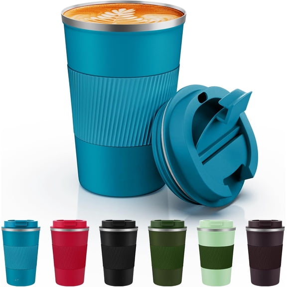 12oz Travel Mug, Insulated Coffee Cup with Leakproof Lid, Travel Coffee Mug Vacuum Stainless Steel Double Walled Reusable Coffee Cup for Hot and Cold Water Coffee