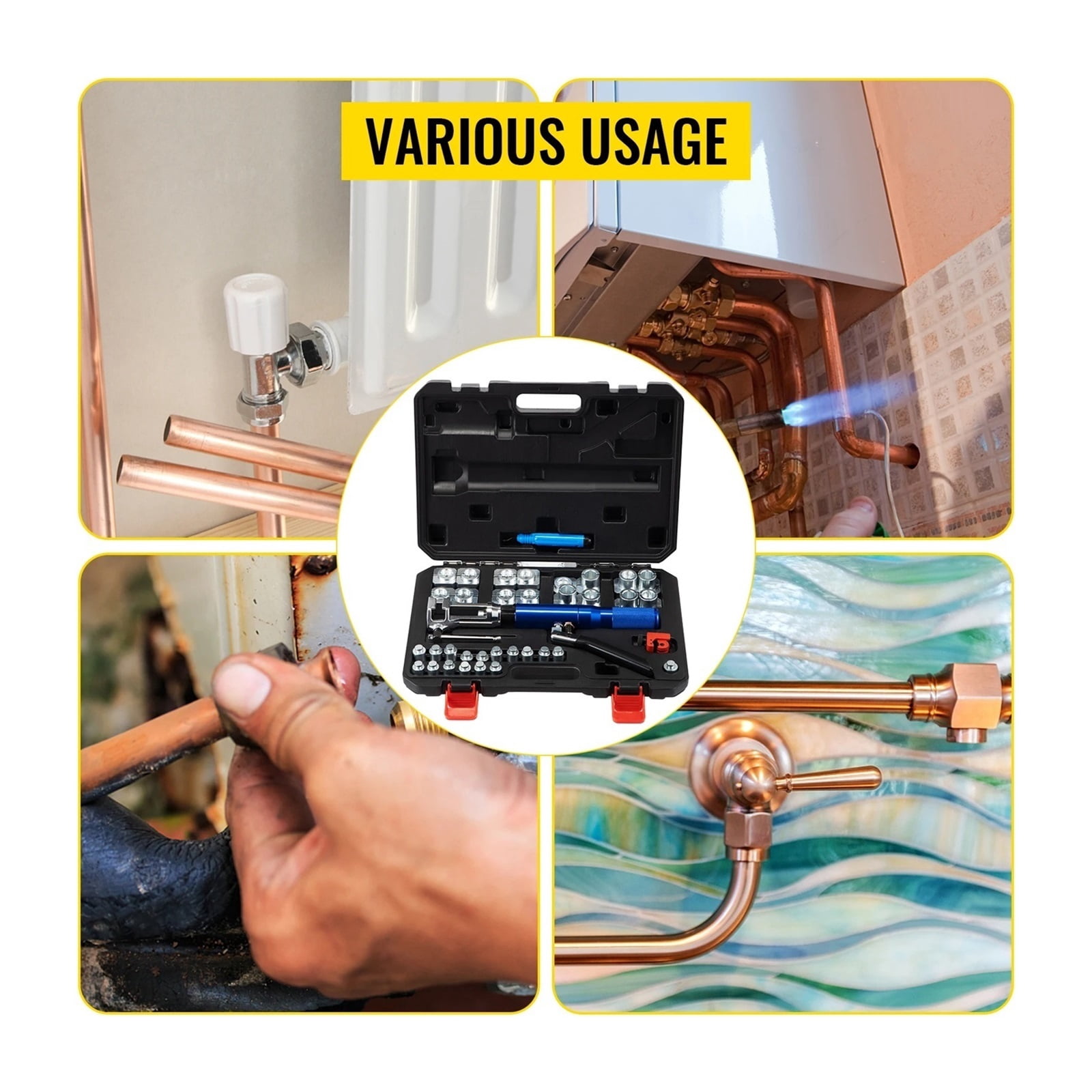 Hydraulic Expanding And Double Flaring Tool Kit 45° Soft HVAC Copper Tube Expander 3/16in To 1/2in Brake Flare Repair Tool ,Easy to Use