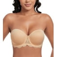 thumbnail image 7 of Exerin Women's Plus Size Strapless Full Coverage Underwire Lace Convertible Bra(38DD,Nude), 7 of 7