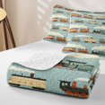 thumbnail image 4 of Castle Fairy Cartoon Vintage Steam Train Bed Spread Queen,Cute Cloud Railway Queen Coverlet Set for Bedroom,Light Blue, 4 of 7