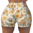thumbnail image 2 of Lsque Hippie Bee Honeycomb Pattern High Waisted Biker Shorts for Women-Tummy Control Fitness Athletic Workout Running Yoga Gym Shorts,Moisture-Wicking-Small, 2 of 9