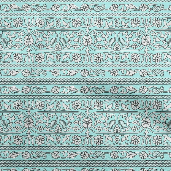 oneOone Cotton Cambric Light Blue Fabric Block Quilting Supplies Print Sewing Fabric By The Yard 56 Inch Wide-QZ