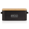 thumbnail image 2 of Bouclair Black Metal Bread Box with Bamboo Lid, 2 of 6