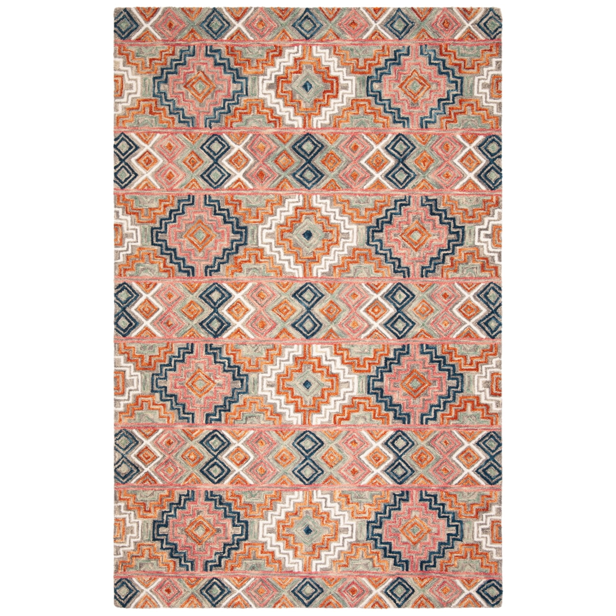 SAFAVIEH Aspen Ethelbert Geometric Striped Wool Area Rug, Blue/Gold, 2' x 3'