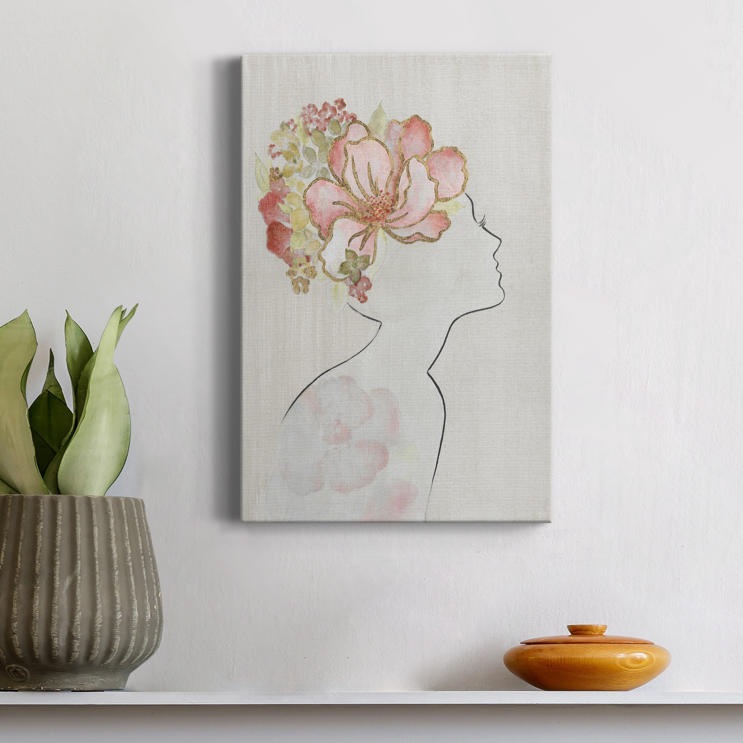 Fashion Floral Silhouette I Premium Gallery Wrapped Canvas - Ready to Hang - 40 x 60