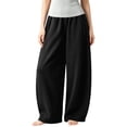 thumbnail image 4 of Baggy Barrel Sweatpants Wide Leg Pants for Teen Girls Open Bottom Casual Sweat Pants Elastic Waist Lace Trim Y2K Streetwear, 4 of 5