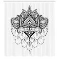 thumbnail image 3 of Ambesonne Folk Shower Curtain, Lotus Flower Culture, 69"Wx70"L, White Black, 3 of 3