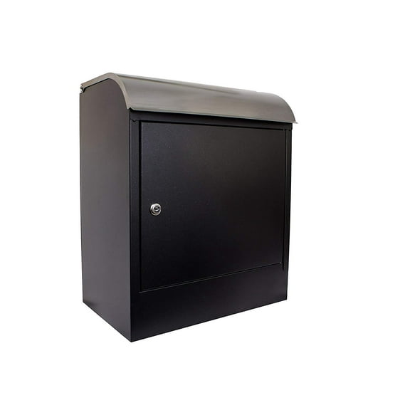 Selma locking mail & parcel box, black with stainless steel