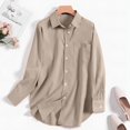 thumbnail image 5 of HOWPAY Dress Shirts for Women Button down Long Sleeve Solid Color Collared Business Blouses Classic Lightweight Casual Office Fall Outfits Khaki L, 5 of 7