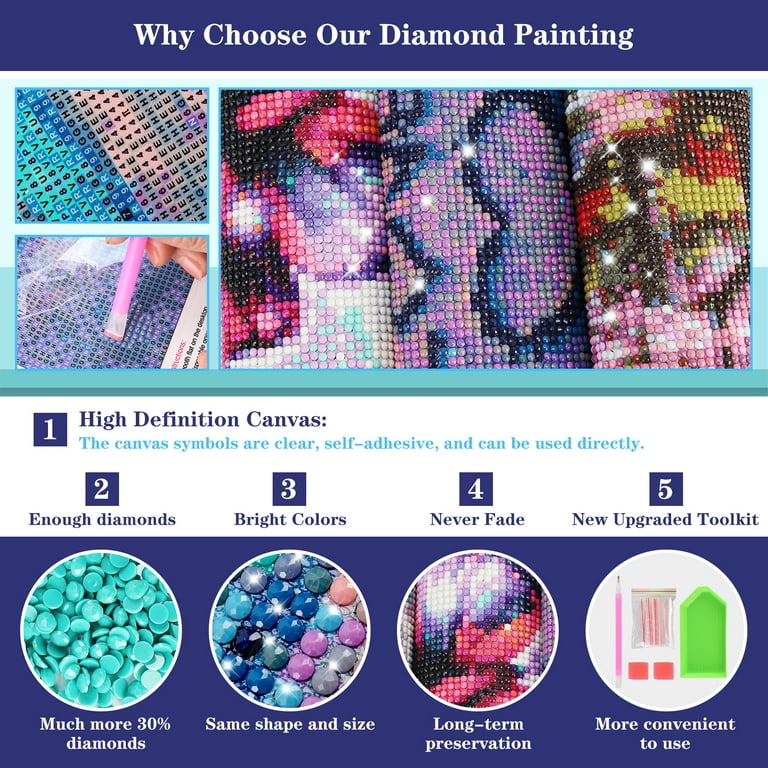 HsdsBebe DIY 5D Diamond Painting Kits for Adult,Colorful Flowers Diamond Art  Craft for Kids 12x16 Inch 