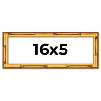16x5 Frame Gold Bamboo Solid Wood Picture Frame | 1 Inch Moulding Width | Interior Frame Depth 0.75